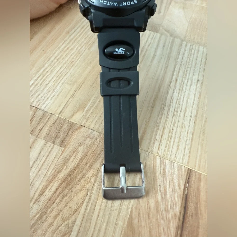 Skmei mens digital black sport dual time watch NEW BATTERY